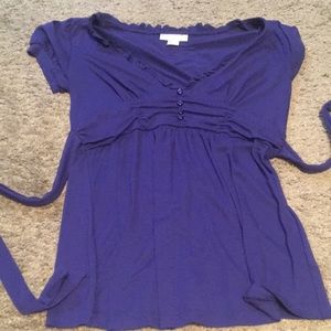 Purple blouse with button accents and ties
